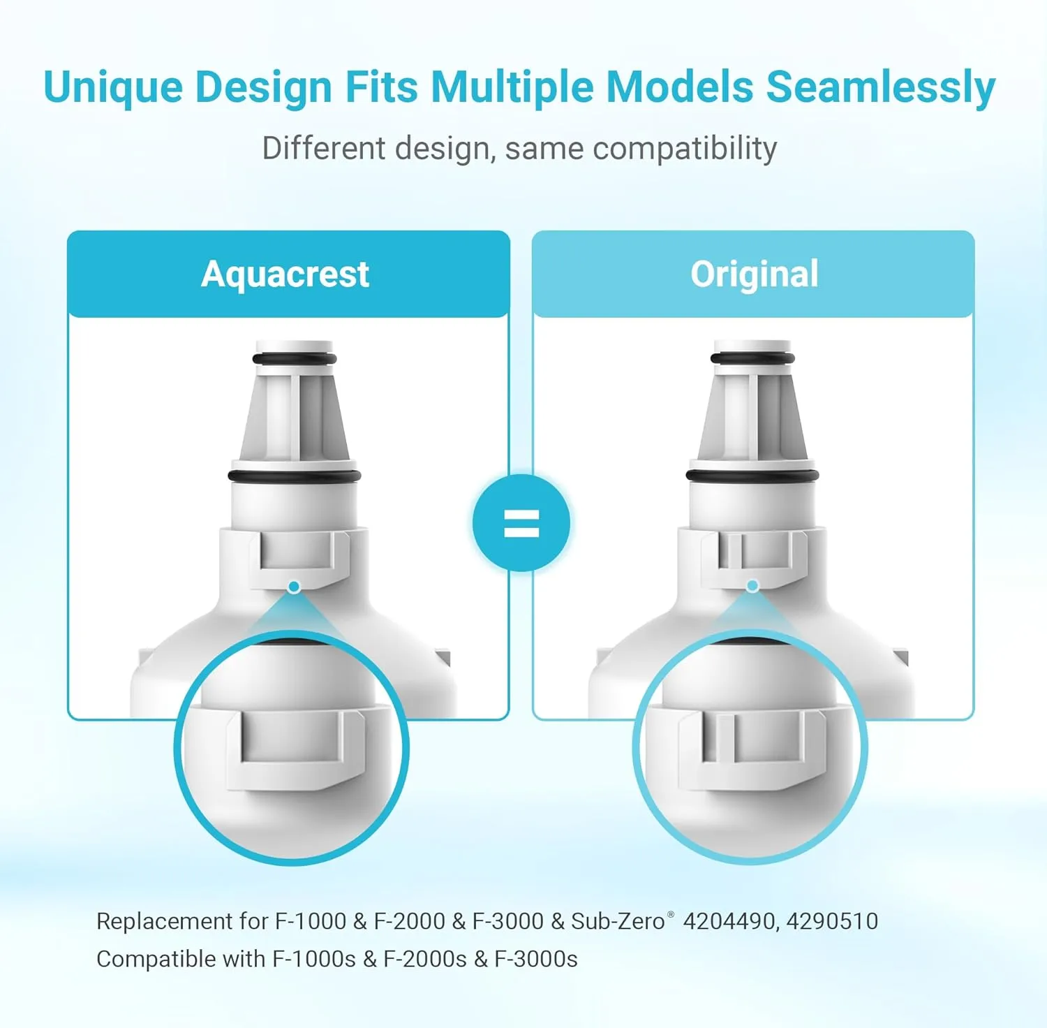 AQUA CREST F-2000 Water Filter, Replacement for InSinkErator® F-2000, F-1000, F-3000, Sub-Zero 4204490, 4290510 and AquaPure AP Easy C-Complete, Subzero Water Filter Replacement, NSF/ANSI 42,3 Packs