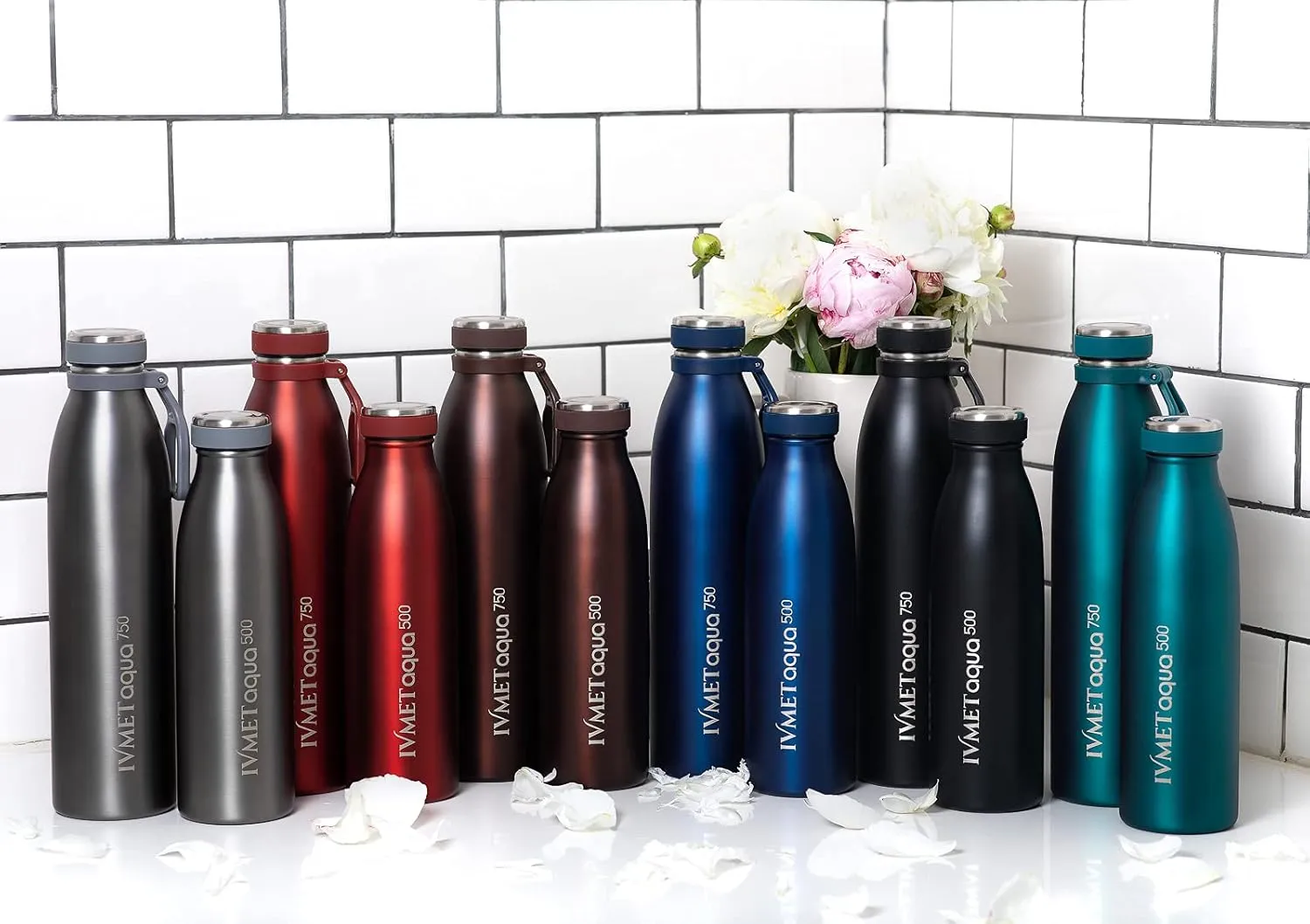 Aqua Stainless Steel Double Wall Vacuum Insulated Drinking Bottle Flask thermos Hydro Metal reusable Canteen for Sport Fitness Outdoor (Ruby Red, 25.3 Oz/750 ml)