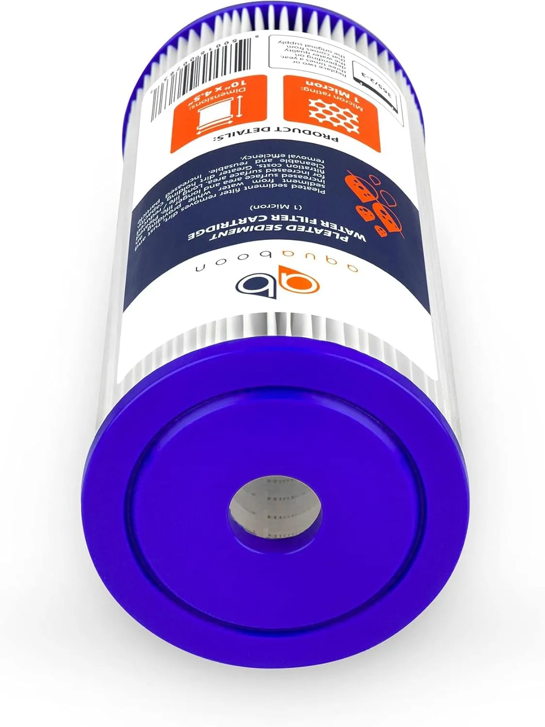 Aquaboon 1 Micron Pleated Water Filter 10 x 4.5 for Whole House Sediment Water Filter Replacement Compatible with Well Filters FXHSC, R50-BBSA (2-PACK)