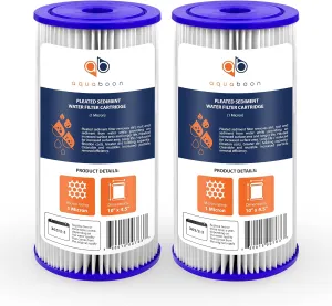 Aquaboon 1 Micron Pleated Water Filter 10 x 4.5 for Whole House Sediment Water Filter Replacement Compatible with Well Filters FXHSC, R50-BBSA (2-PACK)