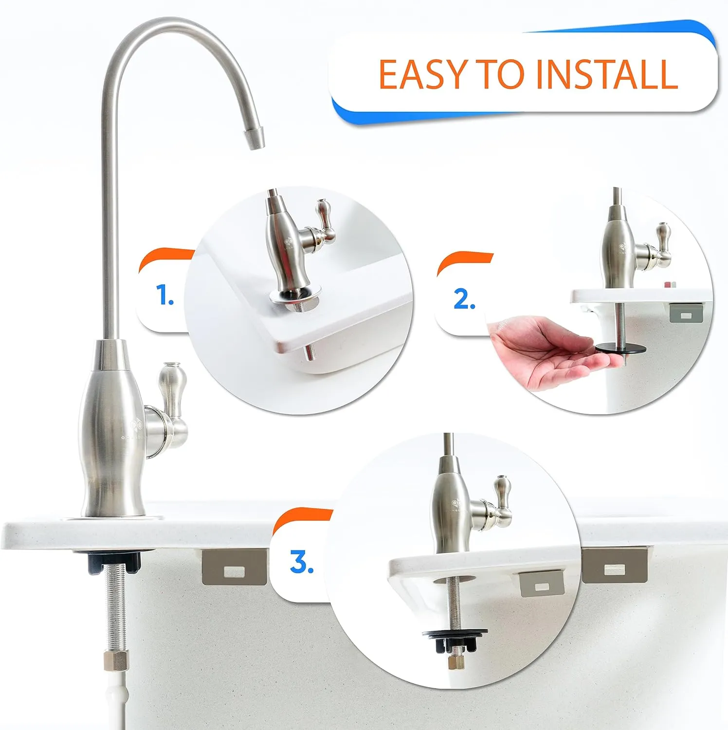 Aquaboon Drinking Water Faucet - Reverse Osmosis Water Filter Faucet - Kitchen Sink Faucets - Non-Air Gap Water Dispenser for Sink - Brushed Nickel Kitchen Faucet - Stainless Steel Kitchen Faucet