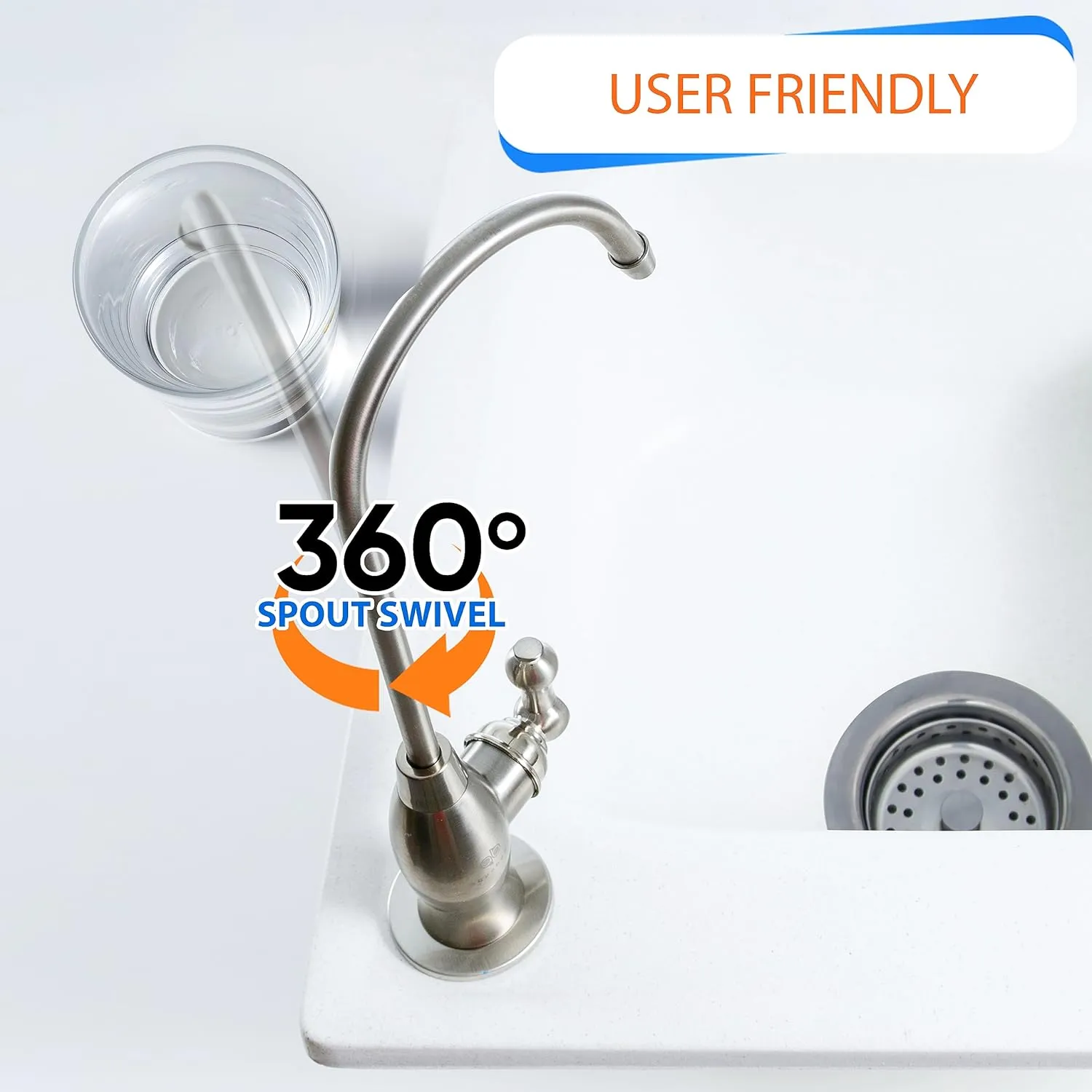 Aquaboon Drinking Water Faucet - Reverse Osmosis Water Filter Faucet - Kitchen Sink Faucets - Non-Air Gap Water Dispenser for Sink - Brushed Nickel Kitchen Faucet - Stainless Steel Kitchen Faucet