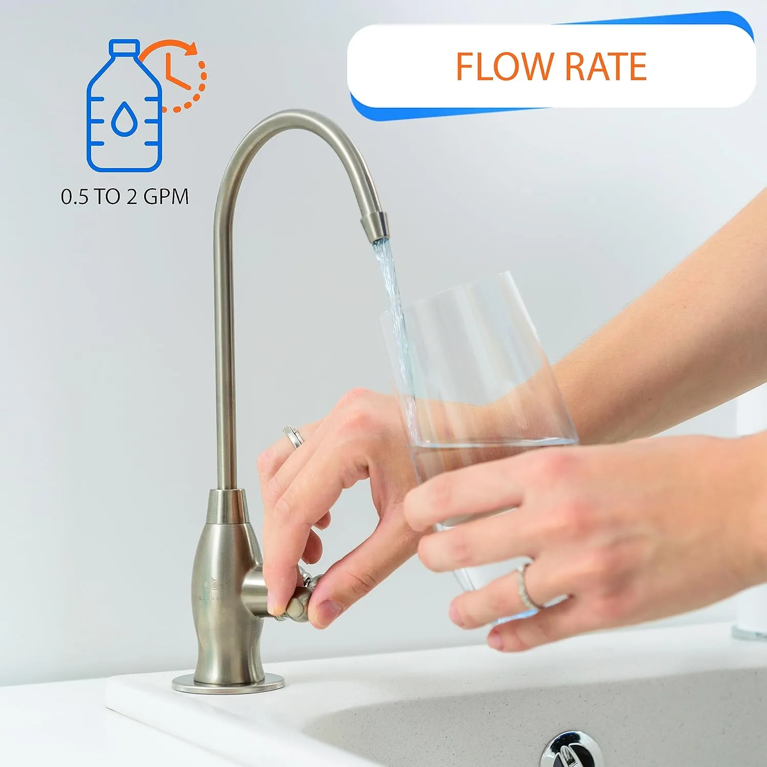 Aquaboon Drinking Water Faucet - Reverse Osmosis Water Filter Faucet - Kitchen Sink Faucets - Non-Air Gap Water Dispenser for Sink - Brushed Nickel Kitchen Faucet - Stainless Steel Kitchen Faucet