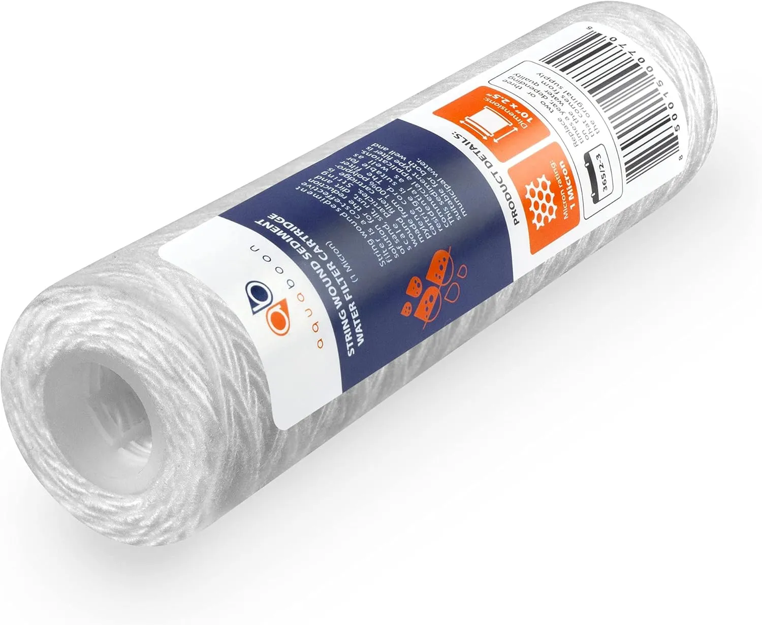 Aquaboon Whole House 1 Micron String Wound Water Filter 10 x 2.5 Cartridge for Well Water Filter Replacement Compatible with WHKF-WHSW, AP110, 6-Pack