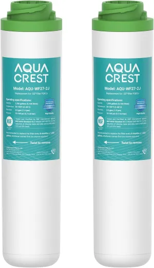 AQUACREST FQK2J Under Sink Water Filter, Replacement for GE FQK2J, FQK1K, 1320 Gallons Dual Flow Drinking Water Replacement Filters (2 Count)