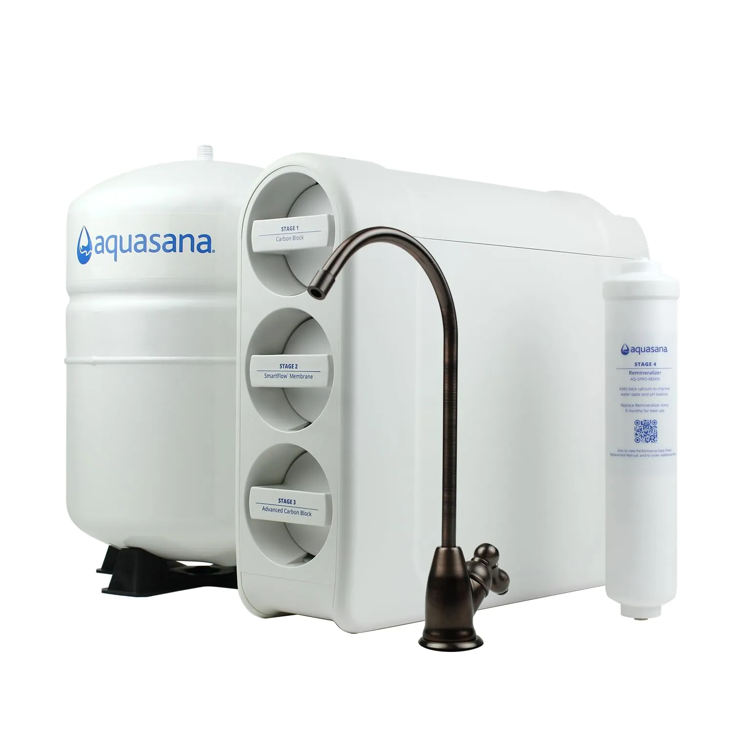 Aquasana SmartFlow® Reverse Osmosis Water Filter | RO Under Sink System | WQA certified up to 99.99% of 90 contaminants including fluoride, PFAS, arsenic, lead, and chlorine | Oil rubbed bronze faucet