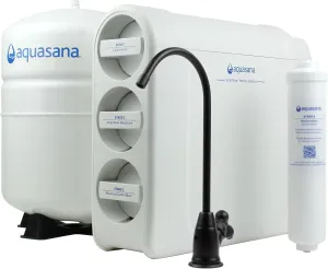 Aquasana SmartFlow™ Reverse Osmosis Water Filter System - High-Efficiency Under Sink RO Removes up to 99.99% of 90 Contaminants, Including Fluoride, Arsenic, Chlorine, and Lead - Matte Black Faucet