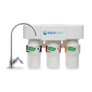 Aquasana Under Sink Water Filter System - Reduces PFAS, Lead, & Chlorine in Drinking Water - Under Counter Claryum Filtration for Kitchen - 3-Stage - Chrome Faucet - AQ-5300.56