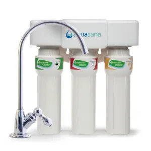 Aquasana Under Sink Water Filter System - Reduces PFAS, Lead, & Chlorine in Drinking Water - Under Counter Claryum Filtration for Kitchen - 3-Stage Max Flow - Chrome Faucet - AQ-5300 .56