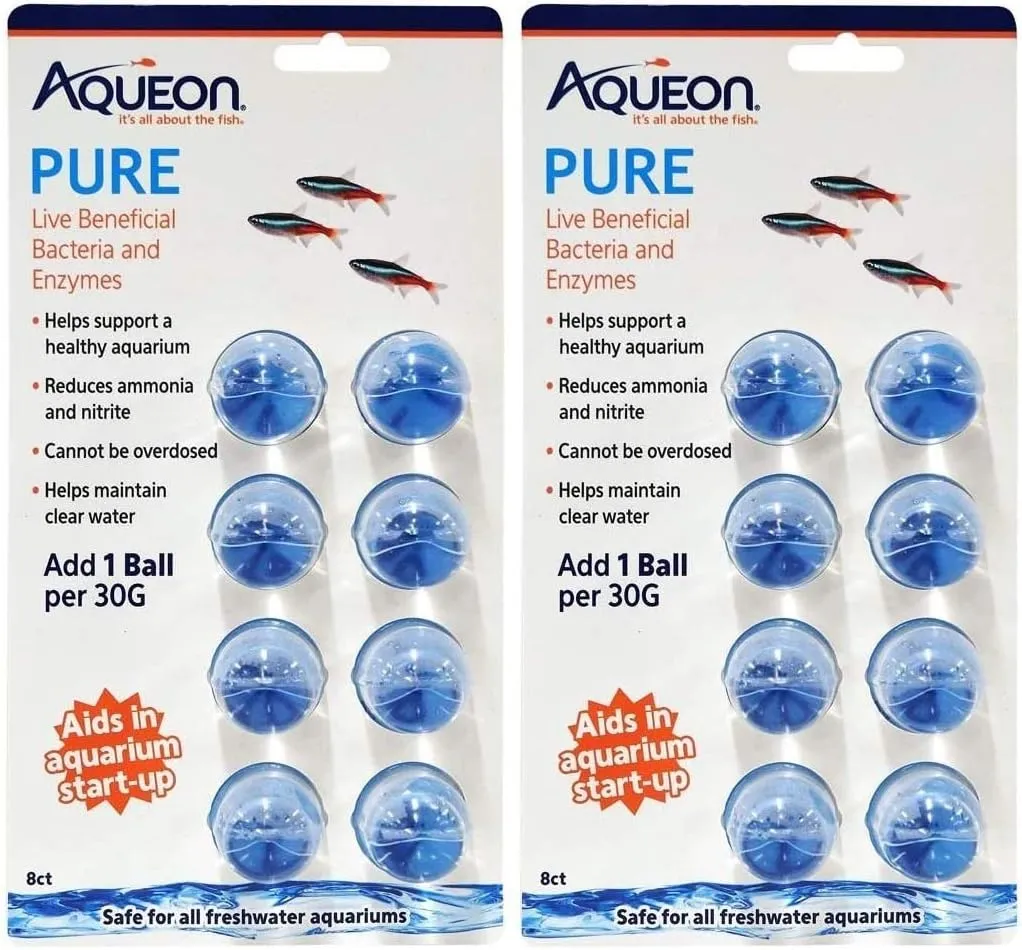 Aqueon 2 Pack of Pure Live Beneficial Bacteria and Enzymes, 8 Count Each, for 30 Gallon Aquariums