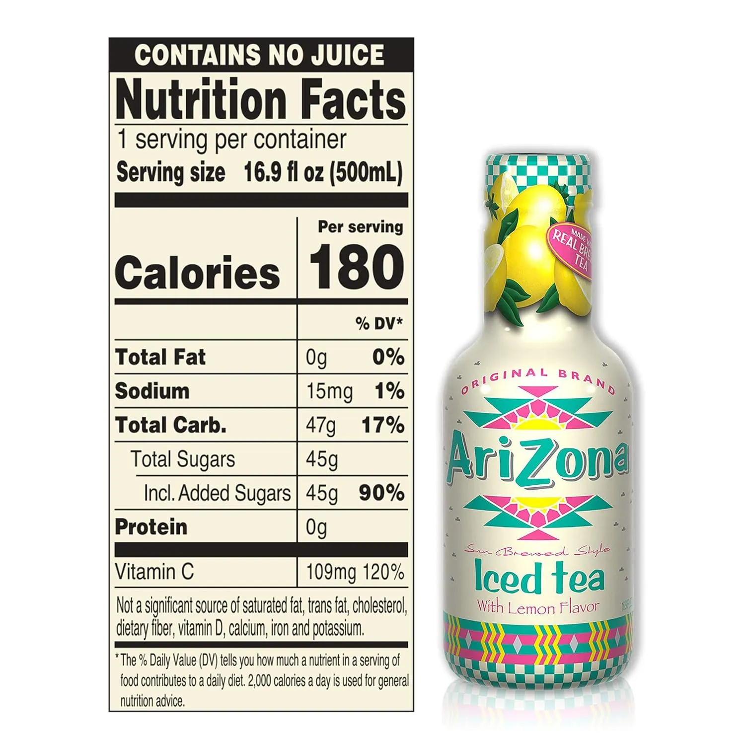 Arizona Lemon Tea, 16.9 Fl Oz, Pack Of 20