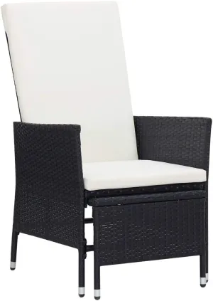 Armchair, Outdoor Lounge Chair, Reclining Patio Chair with Cushions, Easy to Clean Suitable for Patio, Porch, Backyard, Balcony, Garden Poly Rattan Black