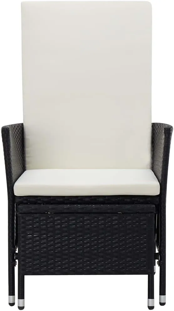 Armchair, Outdoor Lounge Chair, Reclining Patio Chair with Cushions, Easy to Clean Suitable for Patio, Porch, Backyard, Balcony, Garden Poly Rattan Black