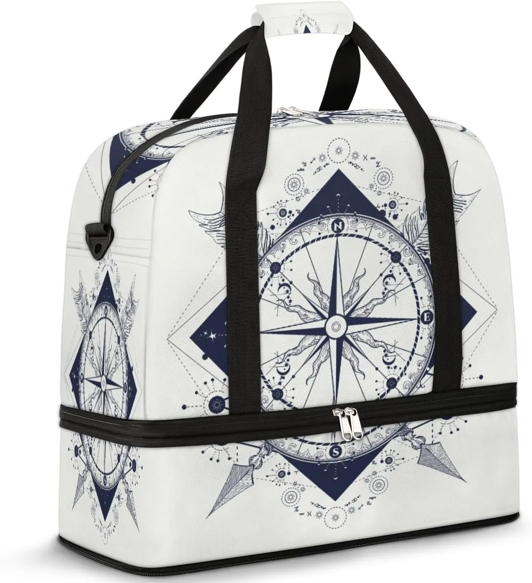 Art Compass Arrow Travel Travel Duffle Bag, Large Sports Gym Bag with Shoe Compartment, Carry on Tote Bag, Foldable Weekender Overnight Bag for Women Men