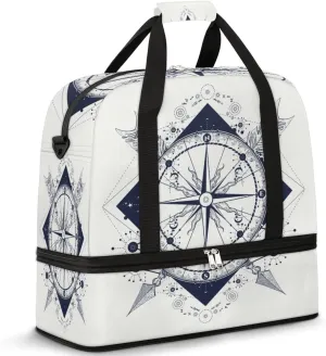 Art Compass Arrow Travel Travel Duffle Bag, Large Sports Gym Bag with Shoe Compartment, Carry on Tote Bag, Foldable Weekender Overnight Bag for Women Men