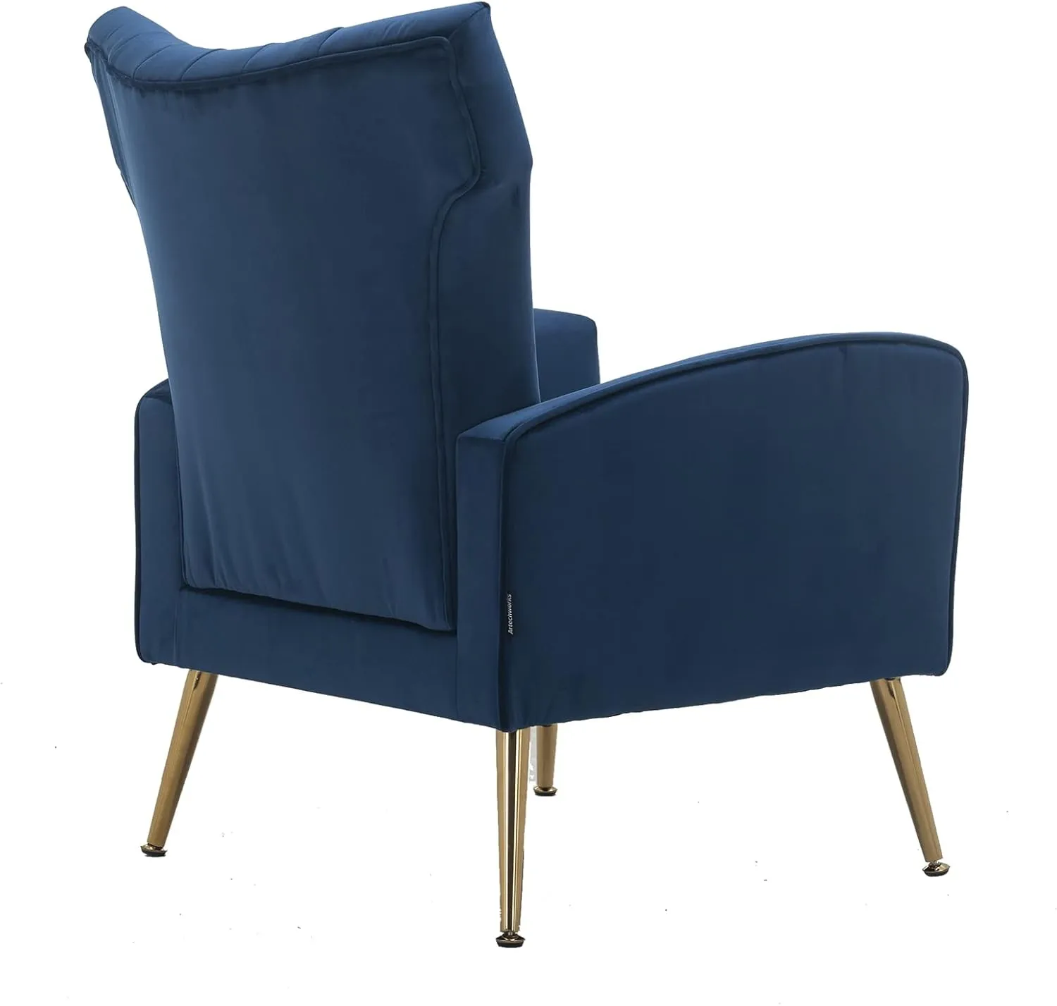 Artechworks Curved Tufted Accent Chair with Metal Gold Legs Velvet Upholstered Arm Club Leisure Modern Chair for Living Room Bedroom Patio, Navy Blue