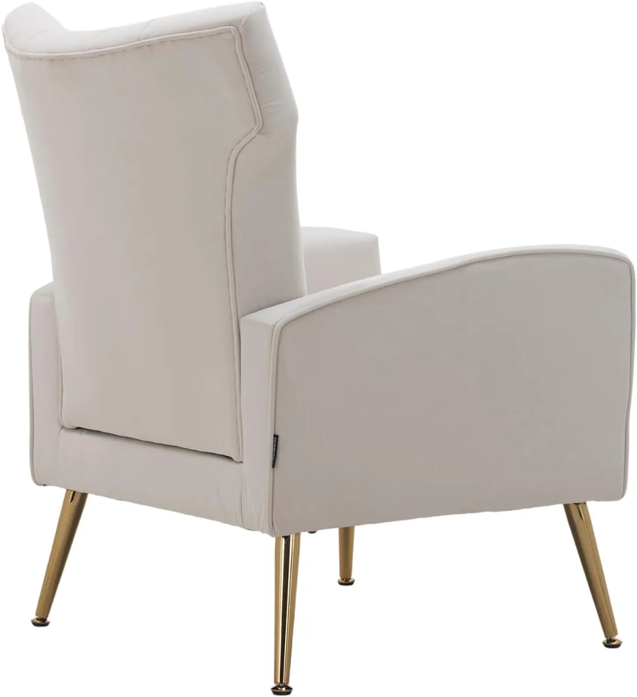 Artechworks Curved Tufted Accent Chair with Metal Gold Legs Velvet Upholstered Arm Club Leisure Modern Chair for Living Room Bedroom Patio, White Cream