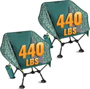 ATEPA Comfortable Camping Chair, 440lbs Heavy Duty UFO Hexagon Ergonomic Backpacking Chairs Portable Folding Height Adjustable Seat with Big Anti-Sinking Feet Side Pocket & Carabiner for Hiking Travel
