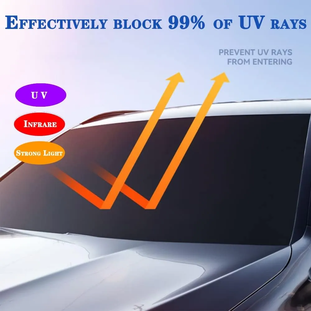 Auto Windshield Sun Shade Custom Fit for Jeep Compass 2017-2023 Foldable Car Front Window Sunshade Interior Accessories Sun Visor Protector Reflective Cover Block UV Rays & Sun Heat(Black)