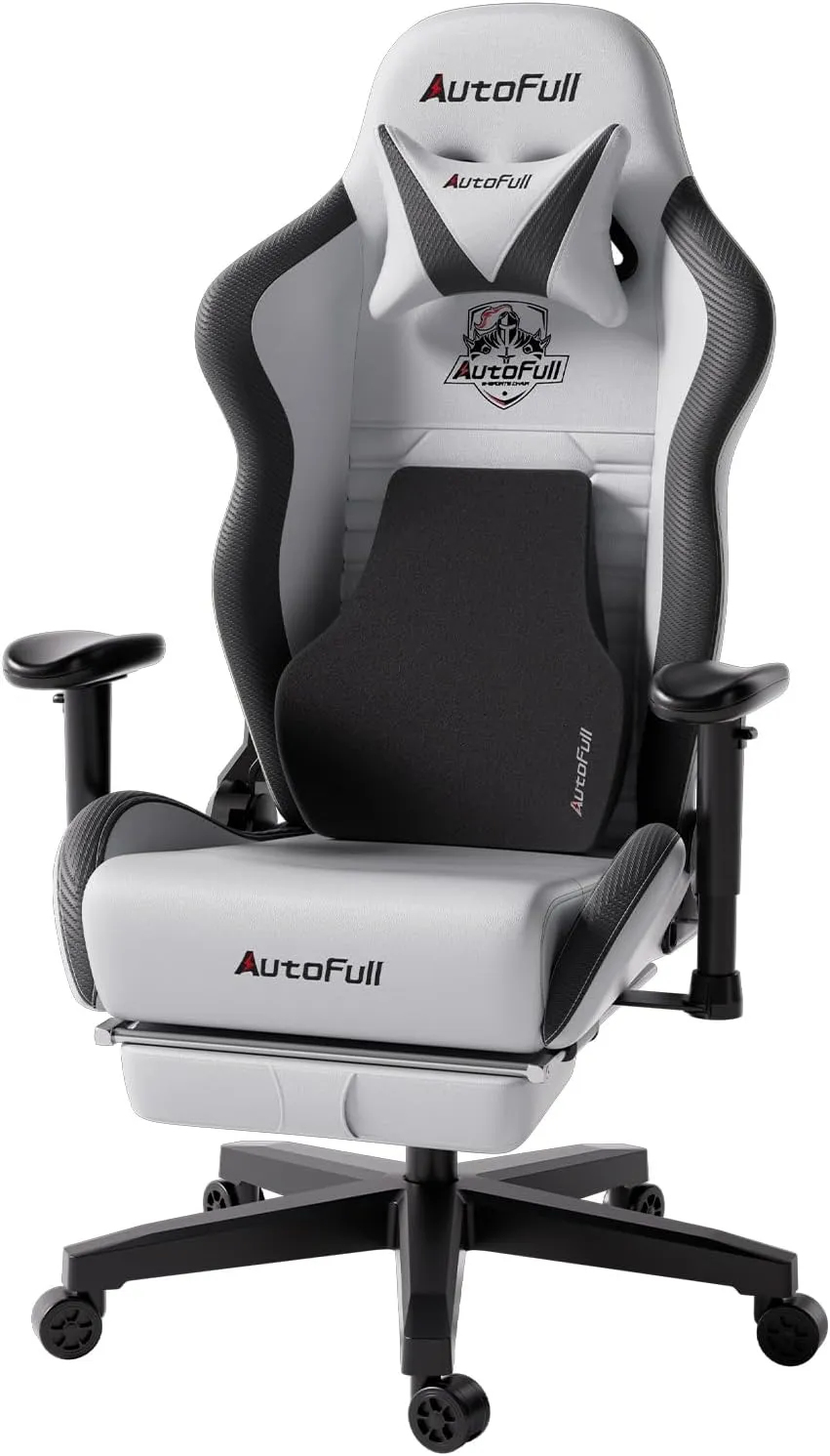 AutoFull C3 Gaming Chair PC Chair with Ergonomics Lumbar Support, Racing Style PU Leather High Back Adjustable Swivel Task Chair with Footrest ,Grey