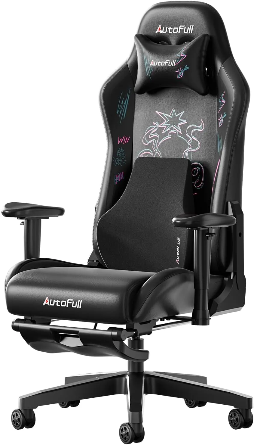 AutoFull C3 Gaming Chair, Racing Style Gaming Chair with Ergonomic Lumbar Support,Adjustable High Back PU Leather PC Chair with Footrest,Purple