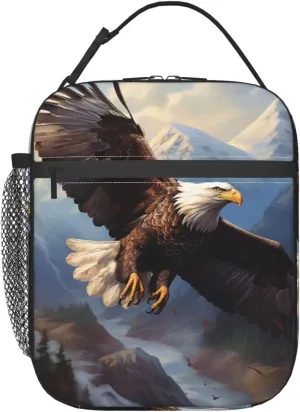 Bald Eagle Lunch Box for Kids Adults Girls Boys American Eagle Lunch Bag Cooler Tote Reusable Insulated Lunch Bag Container Gifts for Office Picnic Travel Work School