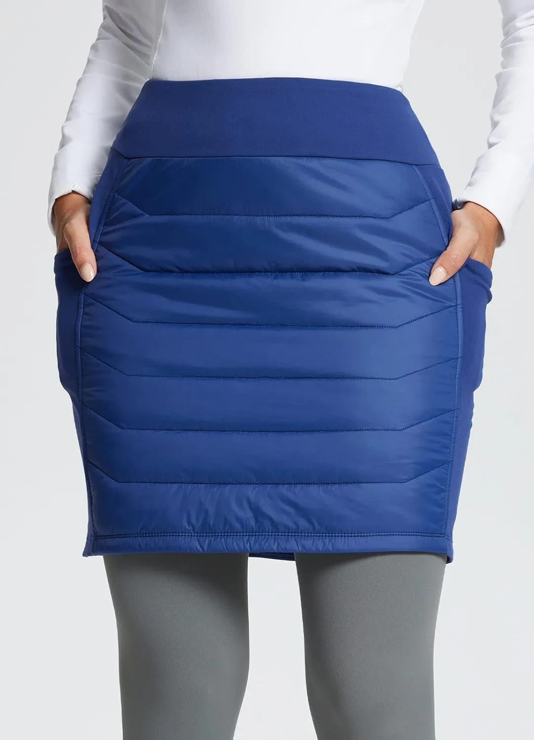 baleaf Women's 17" Puffer Quilted Skirt Lightweight Insulated Warm Snow Skirts Hiking Running Golf Outdoors