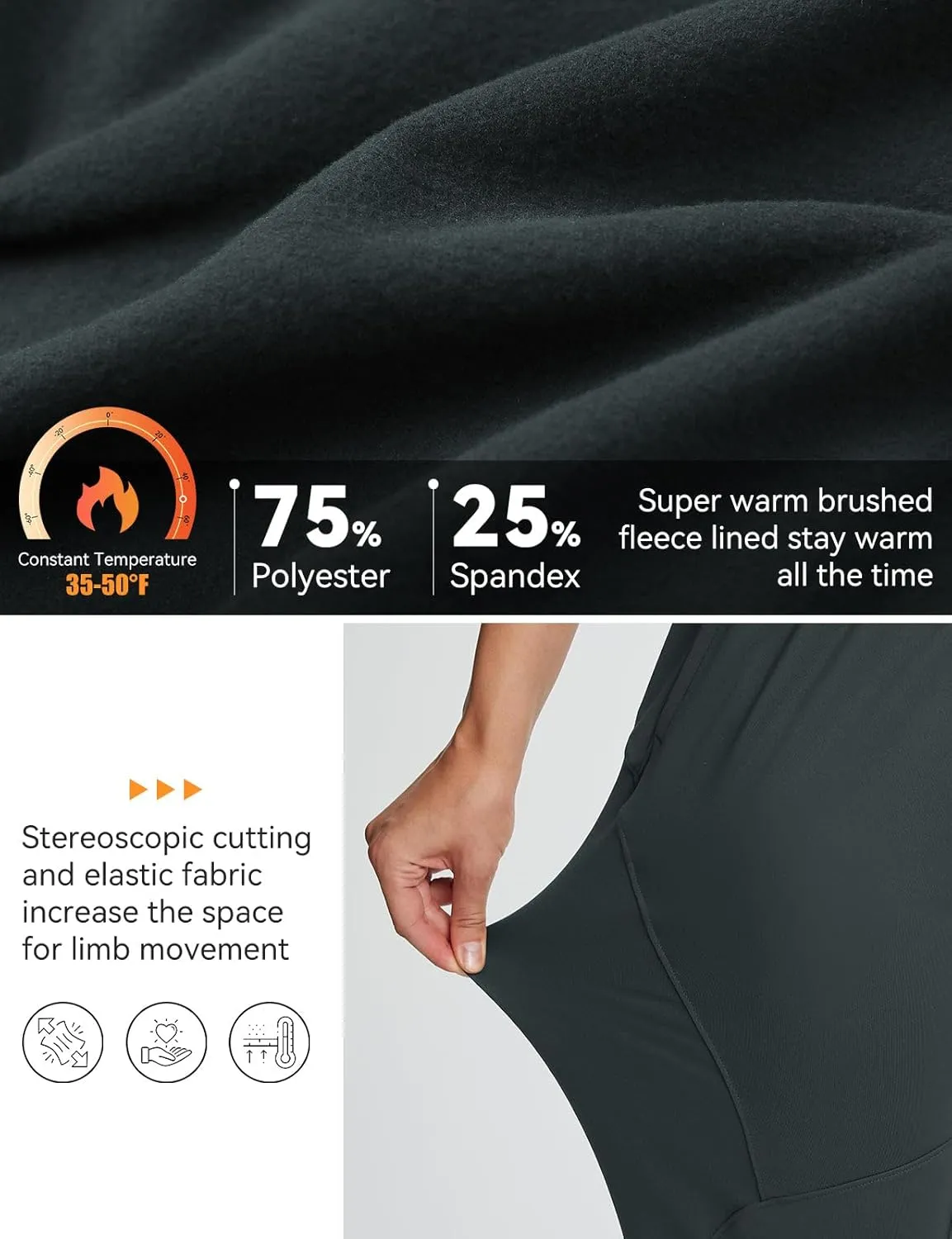 baleaf Women's Fleece Lined Pants Joggers Water-Resistant Zipper Pocket Thermal Sweatpants Winter Running Hiking Jogging