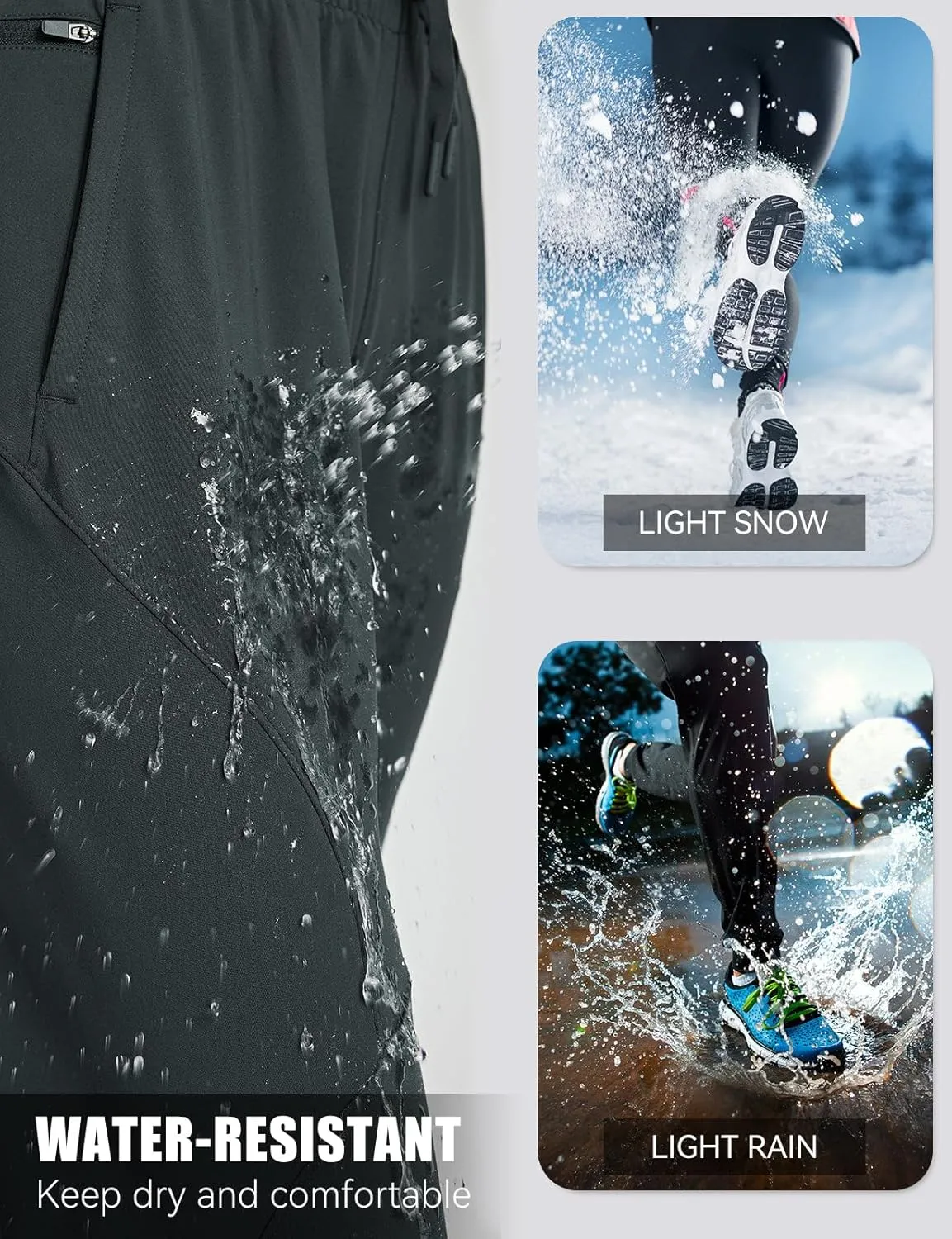 baleaf Women's Fleece Lined Pants Joggers Water-Resistant Zipper Pocket Thermal Sweatpants Winter Running Hiking Jogging
