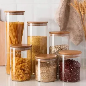 Bamboo Airtight Glass Storage Jars - Kitchen Organizers