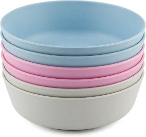 Bamboo Bowls - Set of 6-18 oz Bamboo Dishes for Kids & Adults - Dishwasher Safe Eco Friendly for Self Feeding, Toddler Snack, BPA Free for Kids Cereal, Camping Dinnerware