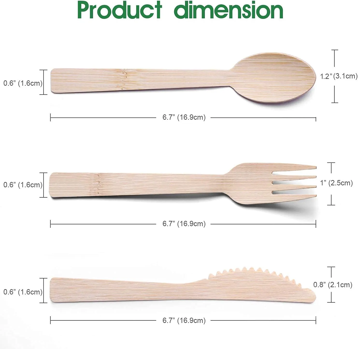 Bamboo Disposable Utensils (200PK: 80 Forks 80 Spoons 40 Knives) Compostable Eco Friendly Natural Biodegradable Bamboo Utensil/Cutlery Set Disposable Forks Knives and Spoons Set
