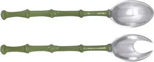 BAMBOO GREEN SALAD SERVERS| GREEN | BRILLANTE | TABLEWARE | SALAD SERVERS| RECYCLED SANDCAST ALUMINUM | HANDMADE IN MEXICO