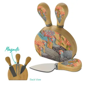 BAMBOO MAGNETIC CHEESE KNIFE BLOCK - GREY GUINEAS