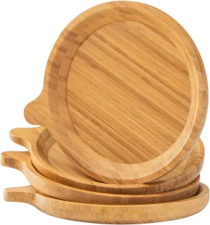 Bamboo Plates Reusable, 4 Pack Bamboo Wood Plates for Kids, 7.5 inch Dinner Plates for Snack, Dessert, Fruit Platter, Salad, Cakes