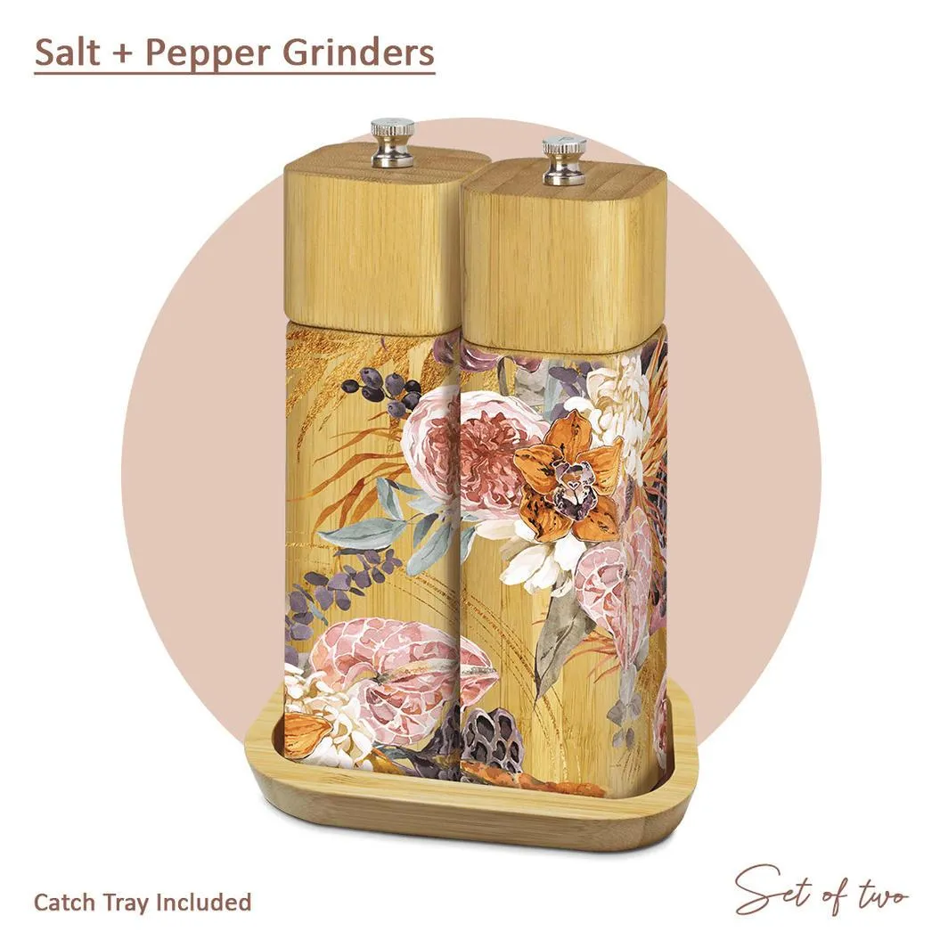 BAMBOO SALT & PEPPER GRINDERS - CINNAMON ORCHIDS