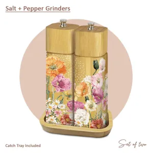 BAMBOO SALT & PEPPER GRINDERS - SUMMER POPPIES