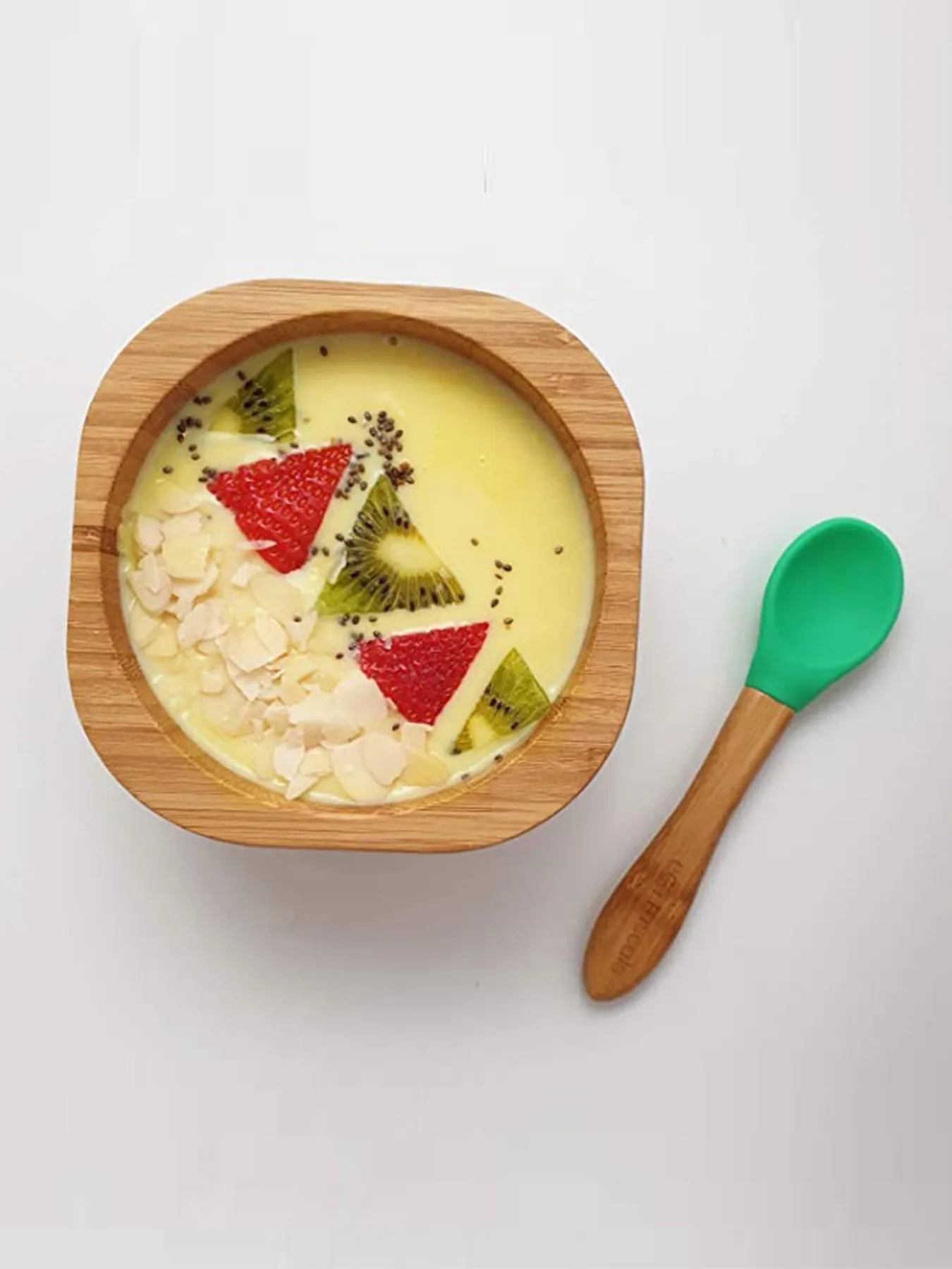Bamboo Suction Bowl & Spoon Set - 6 Colours