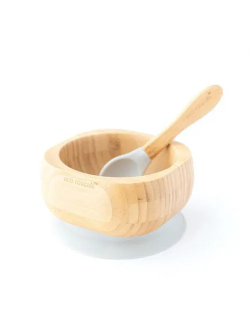 Bamboo Suction Bowl & Spoon Set - 6 Colours