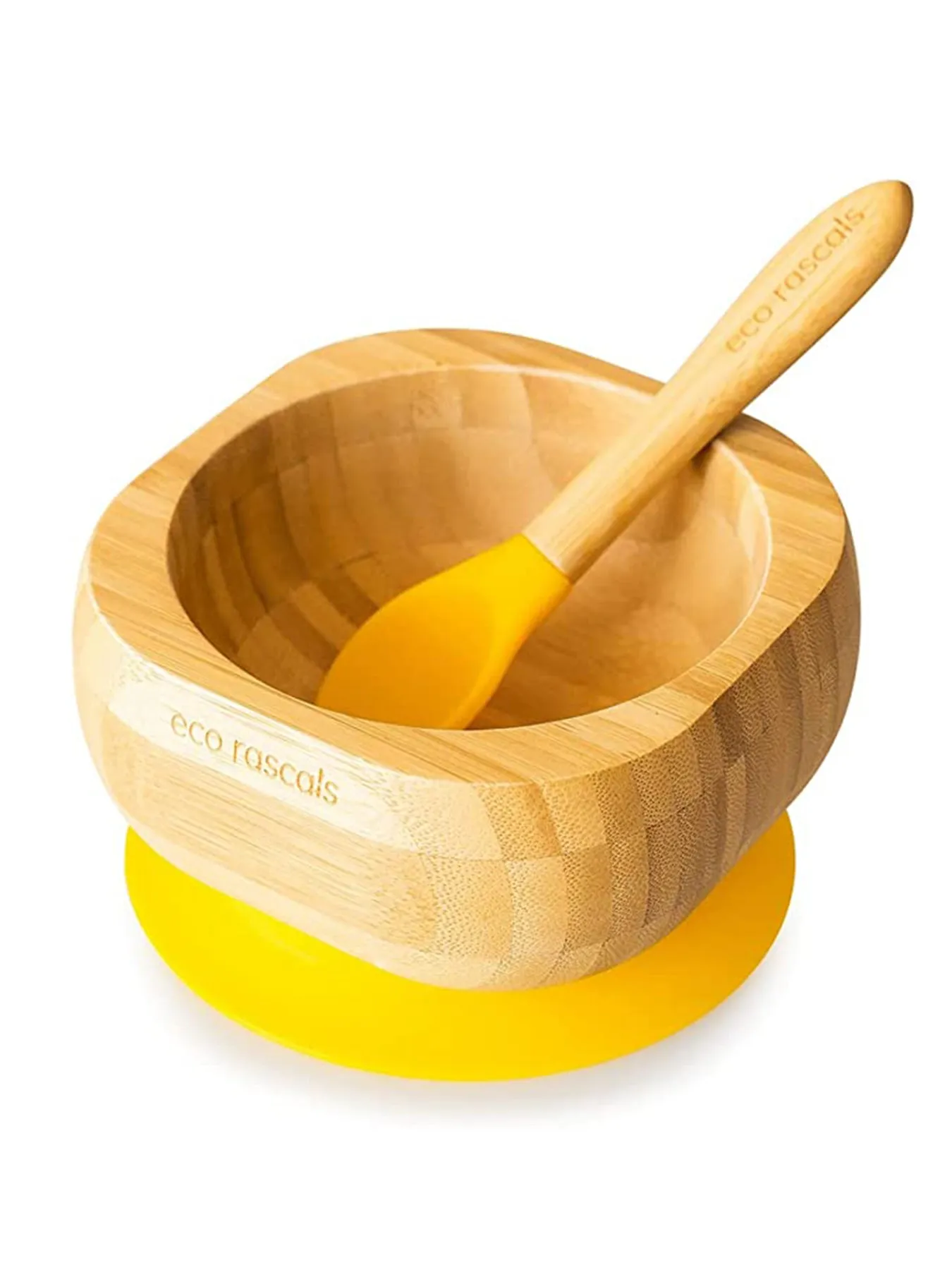 Bamboo Suction Bowl & Spoon Set - 6 Colours
