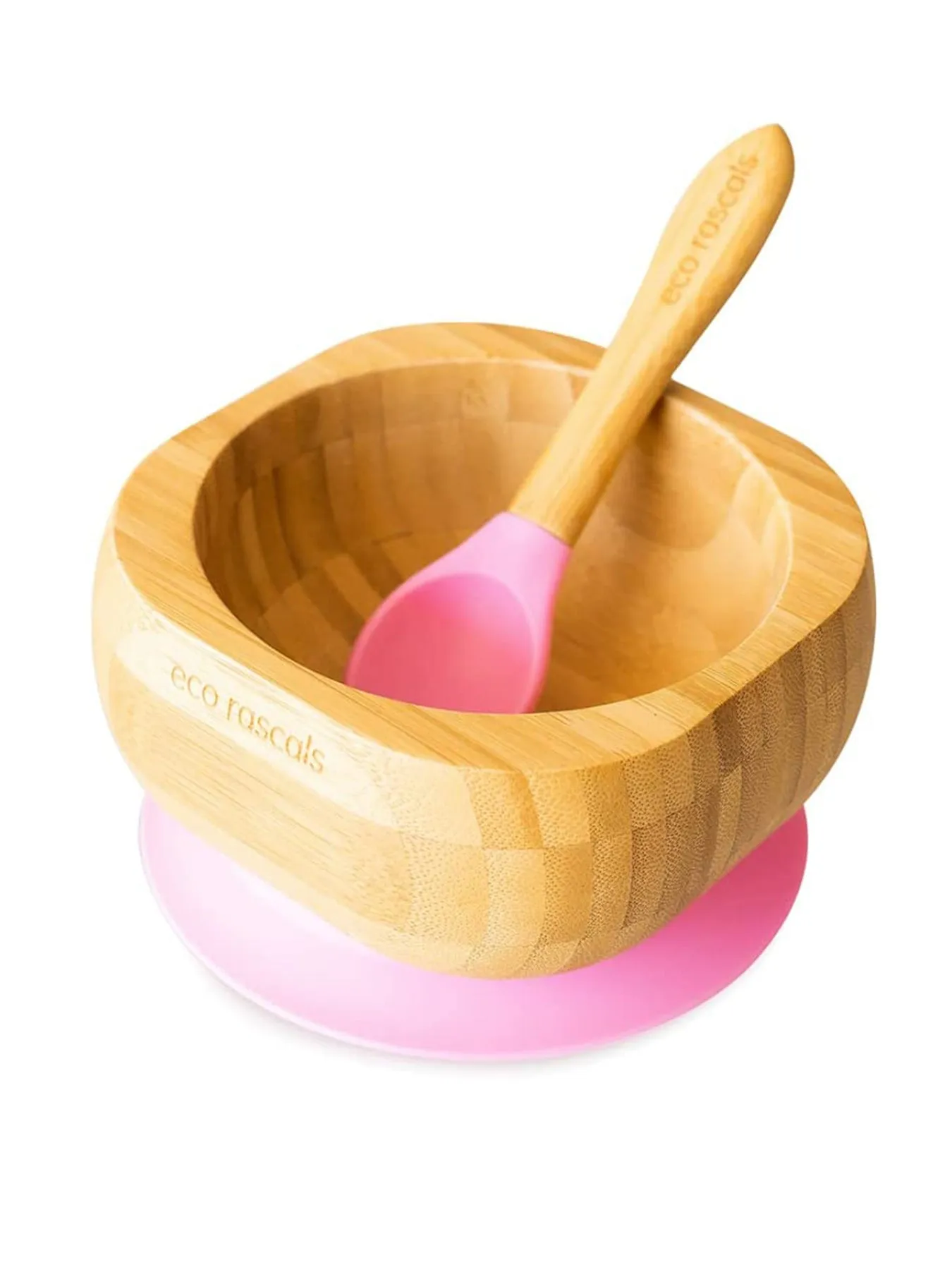 Bamboo Suction Bowl & Spoon Set - 6 Colours