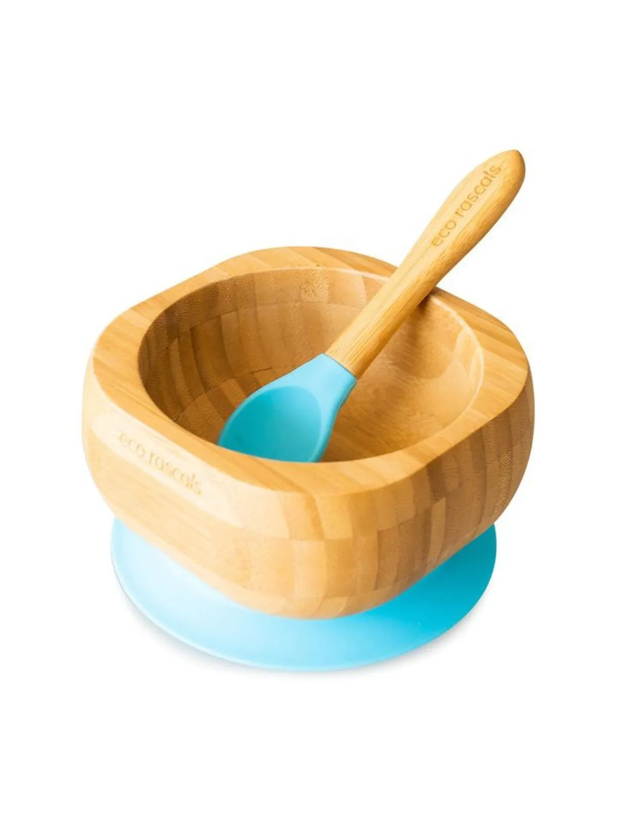 Bamboo Suction Bowl & Spoon Set - 6 Colours