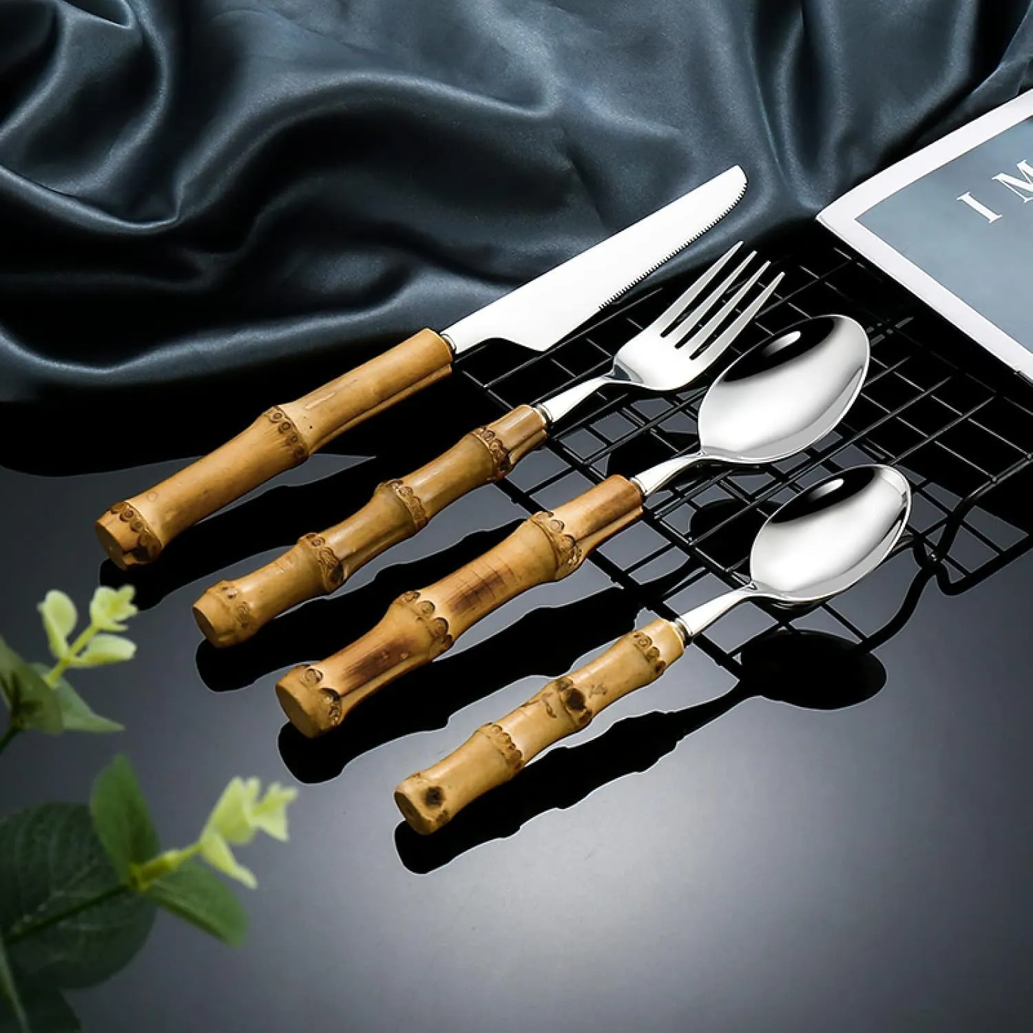 Bamboo Tableware Cutlery Set Silver
