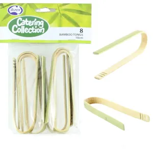 Bamboo Tongs 10cm 8pk Eco-Friendly