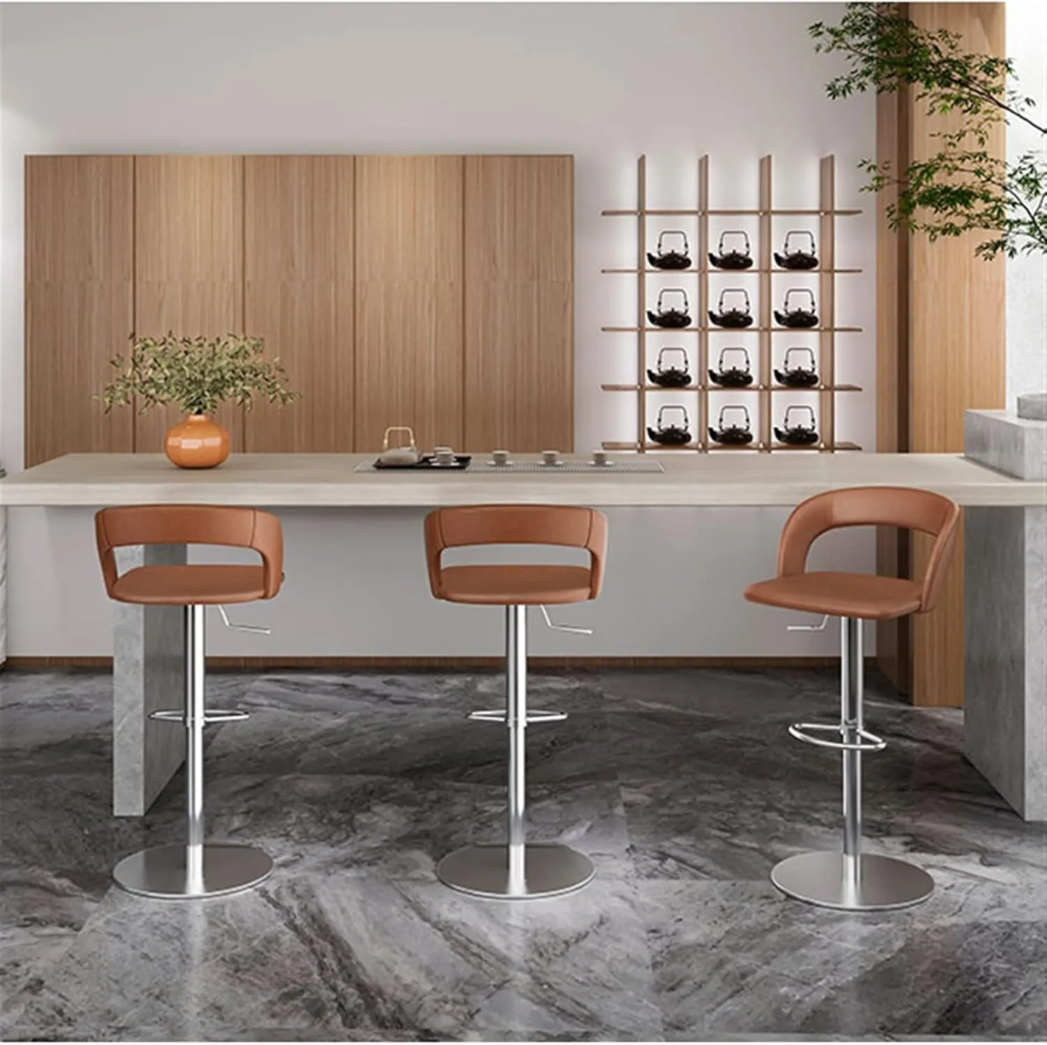 Bar Chairs Bar Chair Adjustable High Back Chair Living Room Restaurant Bar Decoration Lift Chair Stainless Steel Bar Chair Bar Stools with Back(C)