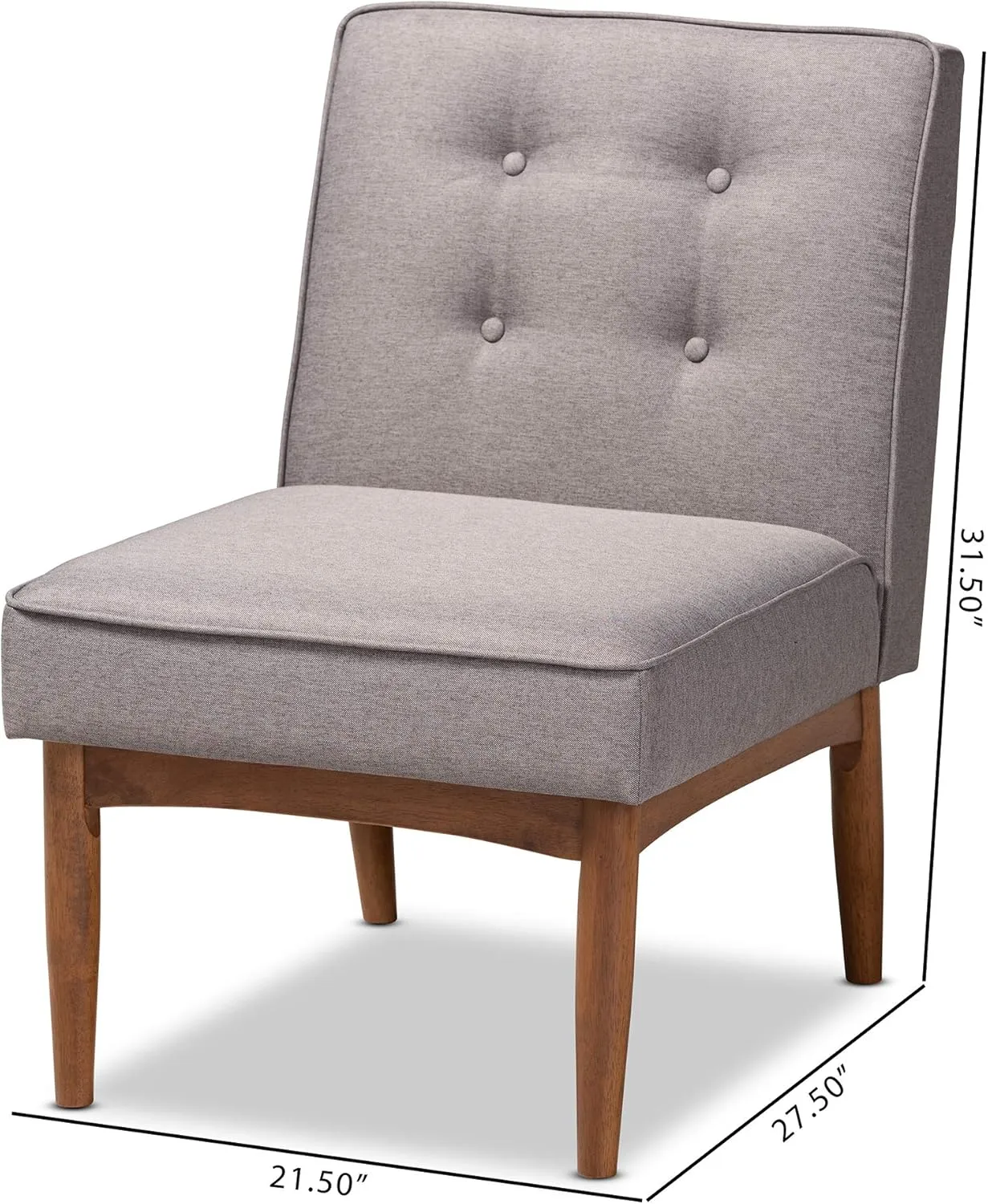 Baxton Studio Arvid Mid-Century Modern Gray Fabric Upholstered Wood Dining Chair