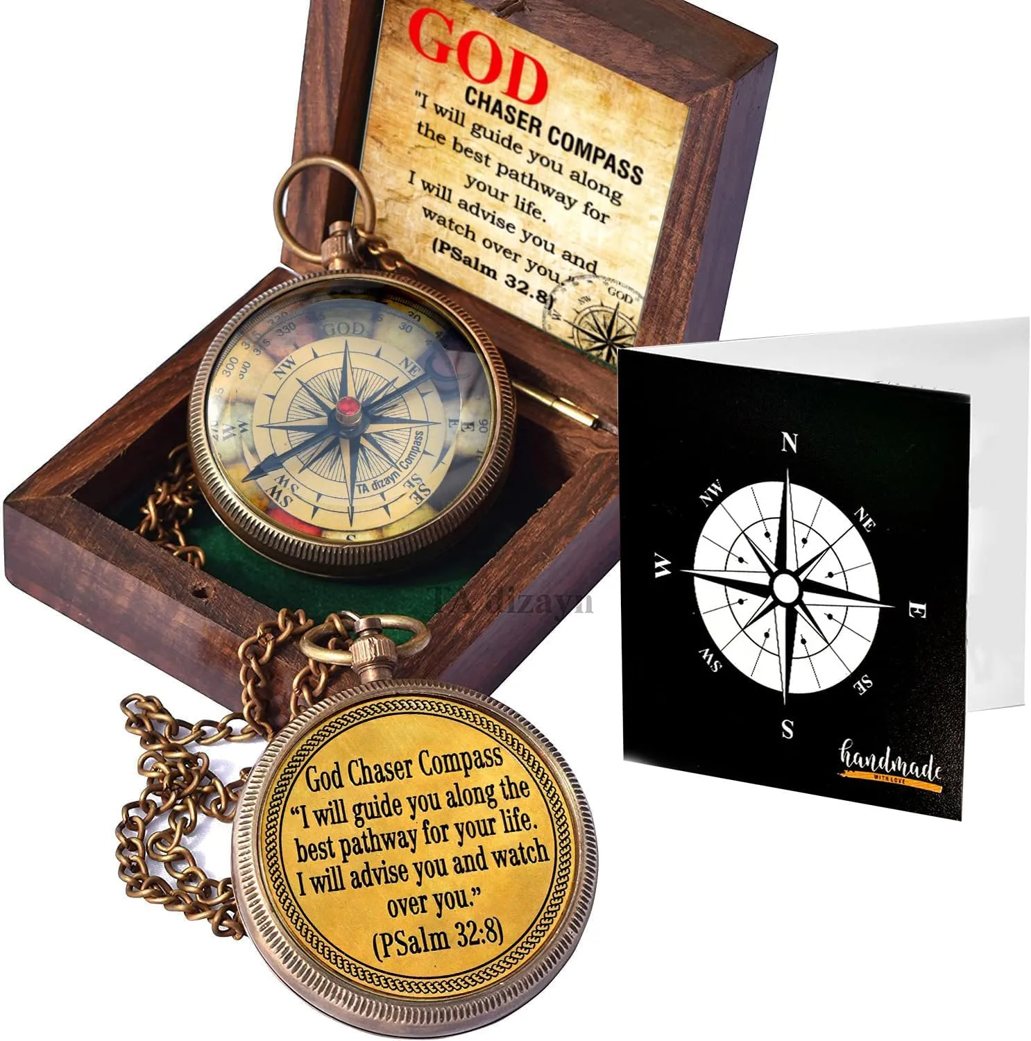 Be Strong and Courageous, Joshua 1:9, Solid Brass Directional Engraved Compass, Baptism Gifts for Boys Girls, First Communion, Christian Gifts for Men, First Confirmation Gifts for Boys