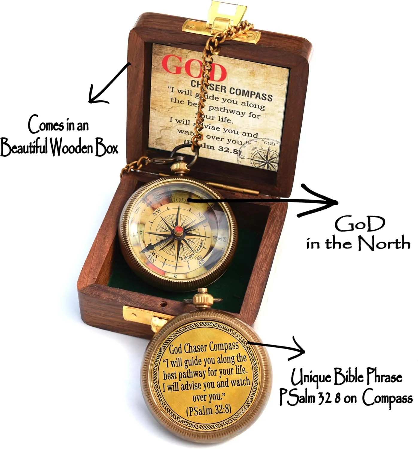 Be Strong and Courageous, Joshua 1:9, Solid Brass Directional Engraved Compass, Baptism Gifts for Boys Girls, First Communion, Christian Gifts for Men, First Confirmation Gifts for Boys