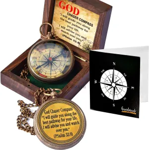 Be Strong and Courageous, Joshua 1:9, Solid Brass Directional Engraved Compass, Baptism Gifts for Boys Girls, First Communion, Christian Gifts for Men, First Confirmation Gifts for Boys