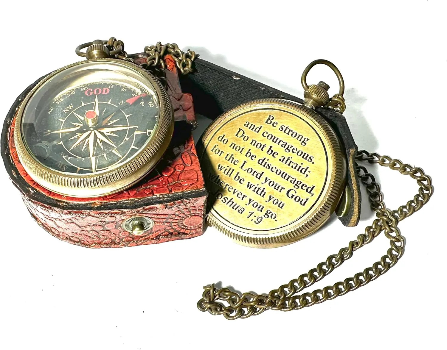 be Strong with All Your Heart -Proverbs 3: 5-6 Quote Engraved Compass with Leather Box, Camping Compass, Gift Compass, Graduation Day Gifts, Religious Gifts, Catholic Gifts,